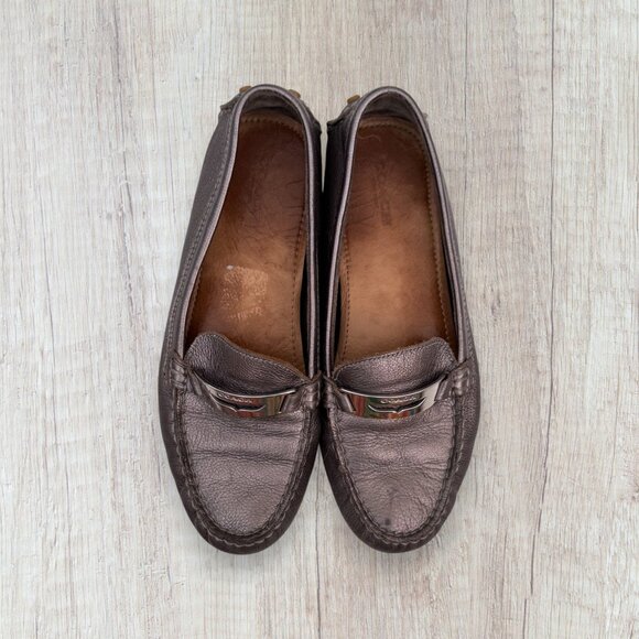 Coach Nola Leather Driving Loafers Metallic Brown Slip On Moccasins Comfort 6 - Picture 1 of 7